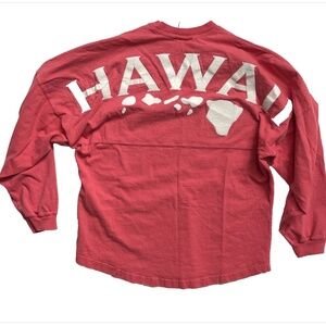 vtg Spirit Jersey Shirt Hawaii MEDIUM Oversize Pink RED USA Long Sleeve Pullover